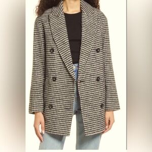 Topshop Houndstooth Coat- Wool blend.